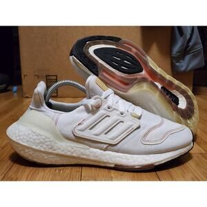 Adidas Women 6 Ultraboost 22 GX9147 White Red Denim Fabric Running Shoes Sneaker